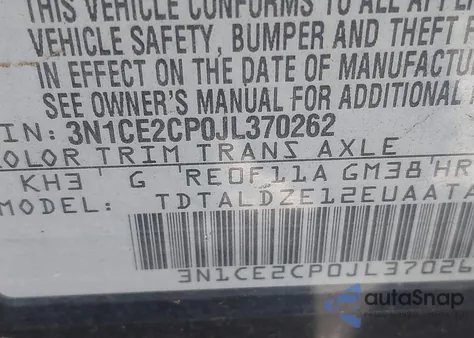 2018 Nissan Versa Note Sv from USA, damaged, VIN 3N1CE2CP0JL370262